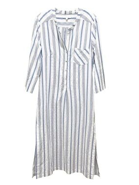 Everyday Ritual Tracey Stripe Cotton Nightgown Blue White Women’s Size Medium